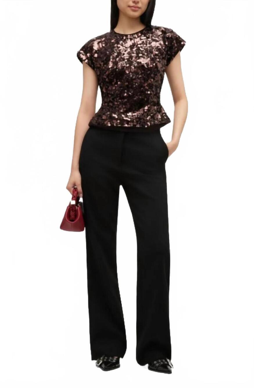 NEW GANNI sequin top in demitasse